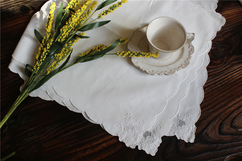 100 %   Ÿ   ̽ ڼ ZAKKA  35 * 35cm Ų Ų 3PCS /  Style037/100% linen European style handmade Batten Lace embroidery zakka tablema